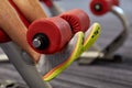 Close up of man legs exercising on gym machine Royalty Free Stock Photo