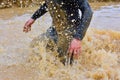 Close-up of man making splashes of dirty water Royalty Free Stock Photo