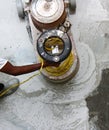 Close up of a man operating a Floor Polishing Machine Royalty Free Stock Photo