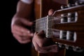 Close-up of man playing on guitar Royalty Free Stock Photo