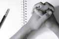 Close up of man`s hands in spiral notepad Royalty Free Stock Photo