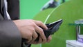 Close-up of man`s hands taking his wallet Royalty Free Stock Photo