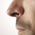 a close-up of a man\'s nose and mouth Royalty Free Stock Photo