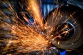 Close-up of a man sawing metal Royalty Free Stock Photo