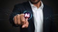 Man Touching AI Interface Represents Artificial Intelligence Technology and Future of Data Science Royalty Free Stock Photo