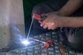 Close up of arc welding Royalty Free Stock Photo