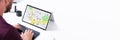 Close-up Of A Man Using GPS Map With Navigation Pointers Royalty Free Stock Photo