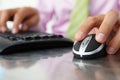 Close up man using keyboard and mouse Royalty Free Stock Photo