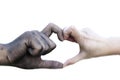Close up man and woman hands touching holding together on blurred background for love valentine day concept, shake hand with a d Royalty Free Stock Photo