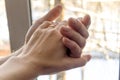 Close-up of man and woman& x27;s hands with wedding rings. Love dance in marriage. Happy couple. Valentine& x27;s Day Royalty Free Stock Photo