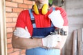 Handyman posing for picture Royalty Free Stock Photo