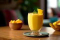Mango lassi, Indian yogurt drink. Generative AI