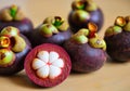 Close up Mangosteens on table