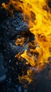 a close up of a mans face covered in fire Royalty Free Stock Photo