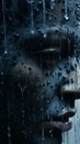 a close up of a mans face with rain drops on it Royalty Free Stock Photo