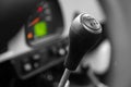 Close up of the manual gearbox transmission handle. Royalty Free Stock Photo