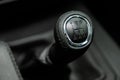 Close up of the manual gearbox transmission handle. Royalty Free Stock Photo