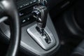 Close up of the manual gearbox transmission handle. Royalty Free Stock Photo