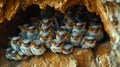 Close up many bats in the cave