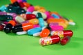 Close up of many colorful pills Royalty Free Stock Photo