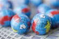 Close up of many earth globes Royalty Free Stock Photo