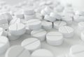 Close-up of a many medications on white background. - 3D Rendering