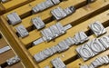 Close up of many old, random metal letters Royalty Free Stock Photo