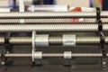 Close up many size of high quality and precision linear or lead drive of machine on table for industrial work Royalty Free Stock Photo