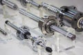Close up many size of high quality and precision linear or lead drive of machine on table for industrial work Royalty Free Stock Photo
