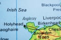 Close up map view of Anglesey Wales.. Royalty Free Stock Photo