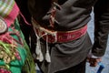 Close-up of a Maragato man and woman in traditional clothing, standing side-by-side