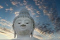 Close-up marble statue of a snow-white Big Buddha on the island of Phuket in Thailand Royalty Free Stock Photo