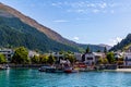 Close up Marina Queenstown Otago New Zealand with mountains range Ka Tiritiri o te Moana as backdrop