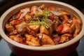 close-up of marinated chicken pieces in bowl