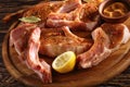 Close-up of marinated raw pork chops Royalty Free Stock Photo