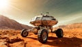 Close-up of a Mars Rover Exploring a Red Desert Planet - Generative Ai