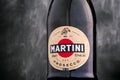 Close-up of Martini Prosecco Bottle against black background
