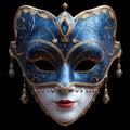 A close up of a mask on a black background, Mardi Gras carnival mask.