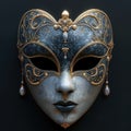 A close up of a mask on a black background, Mardi Gras carnival mask.