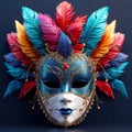 A close up of a mask with feathers on it, Mardi Gras carnival mask.