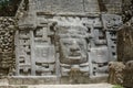 Close Up of Mask at Mask Temple, Lamanai Archaeological Reserve, Orange Walk, Belize, Central America Royalty Free Stock Photo