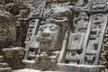 Close Up of Mask at Mask Temple, Lamanai Archaeological Reserve, Orange Walk, Belize, Central America Royalty Free Stock Photo