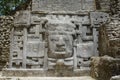 Close Up of Mask at Mask Temple, Lamanai Archaeological Reserve, Orange Walk, Belize, Central America Royalty Free Stock Photo