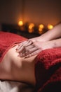 Close-up massage and positioning of the abdomen and internal organs and diaphragm of the abdominal cavity of a woman Royalty Free Stock Photo