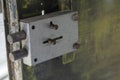 Close-up of a massive door lock on a metal door