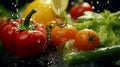 A close-up masterpiece: Water droplets dance on the velvety surface of fresh vegetables