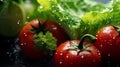 A close-up masterpiece: Water droplets dance on the velvety surface of fresh vegetables