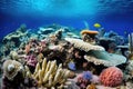 close-up of mat coral with small ocean critters