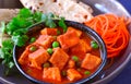 Close up - matar paneer or peas cottage cheese curry