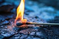 Close-up of a match during ignition Royalty Free Stock Photo